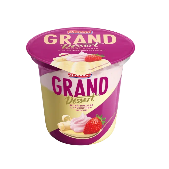 Пудинг Grand Dessert Белый шоколад с клубничным муссом, 6.0%, 200 г