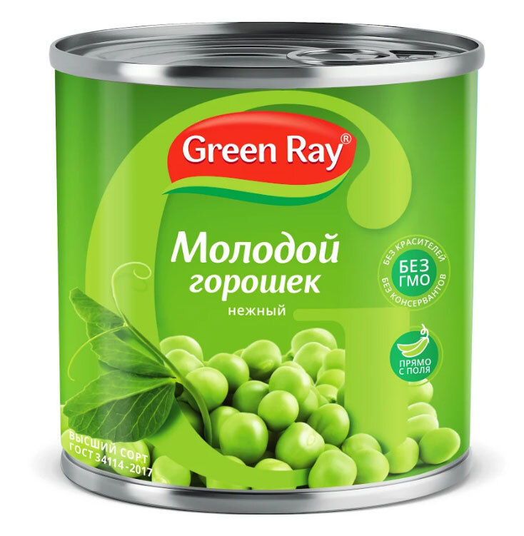 Горошек зеленый Green Ray, 425 мл