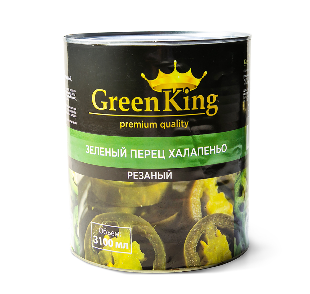 Перец ХАЛАПЕНЬО резаный острый 3000 г (6 шт) Green King (вес продукта 1560 г)