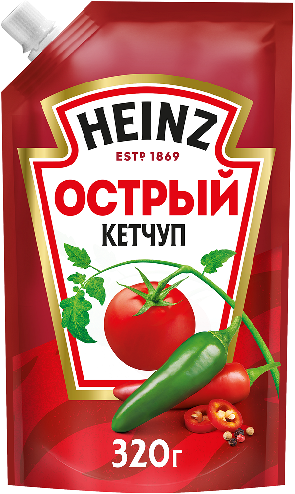Кетчуп томатный Heinz острый, дой-пак, 320г