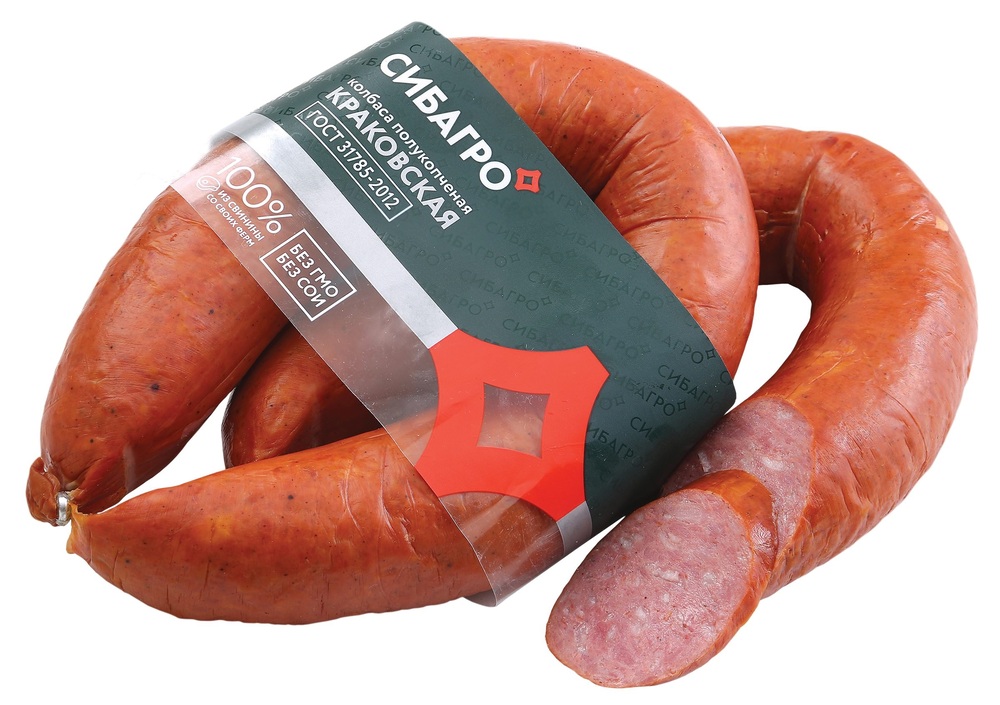 Колбаса СИБАГРО П/К ГОСТ Краковская охл Ч/Р ВУ 0,35кг