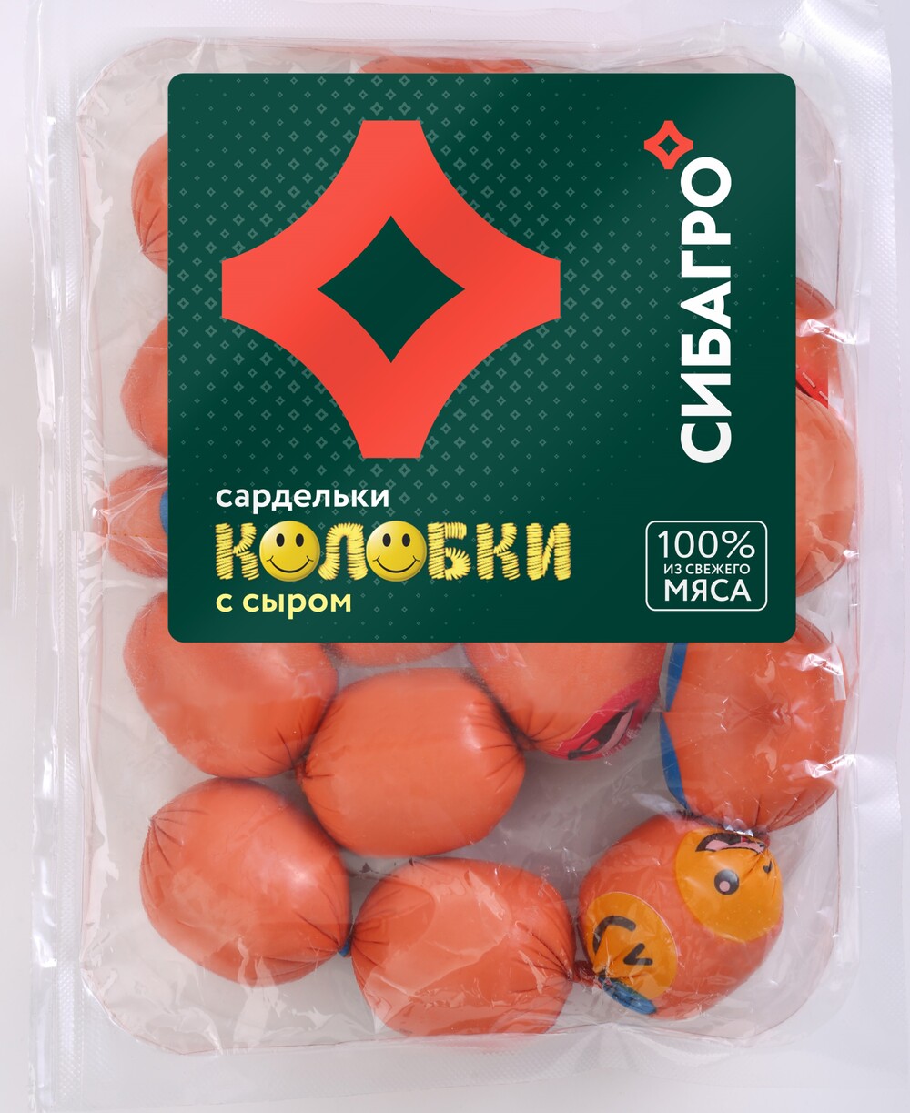 Сардельки СИБАГРО Колобки с сыром охл П/О МГС 0,4кг