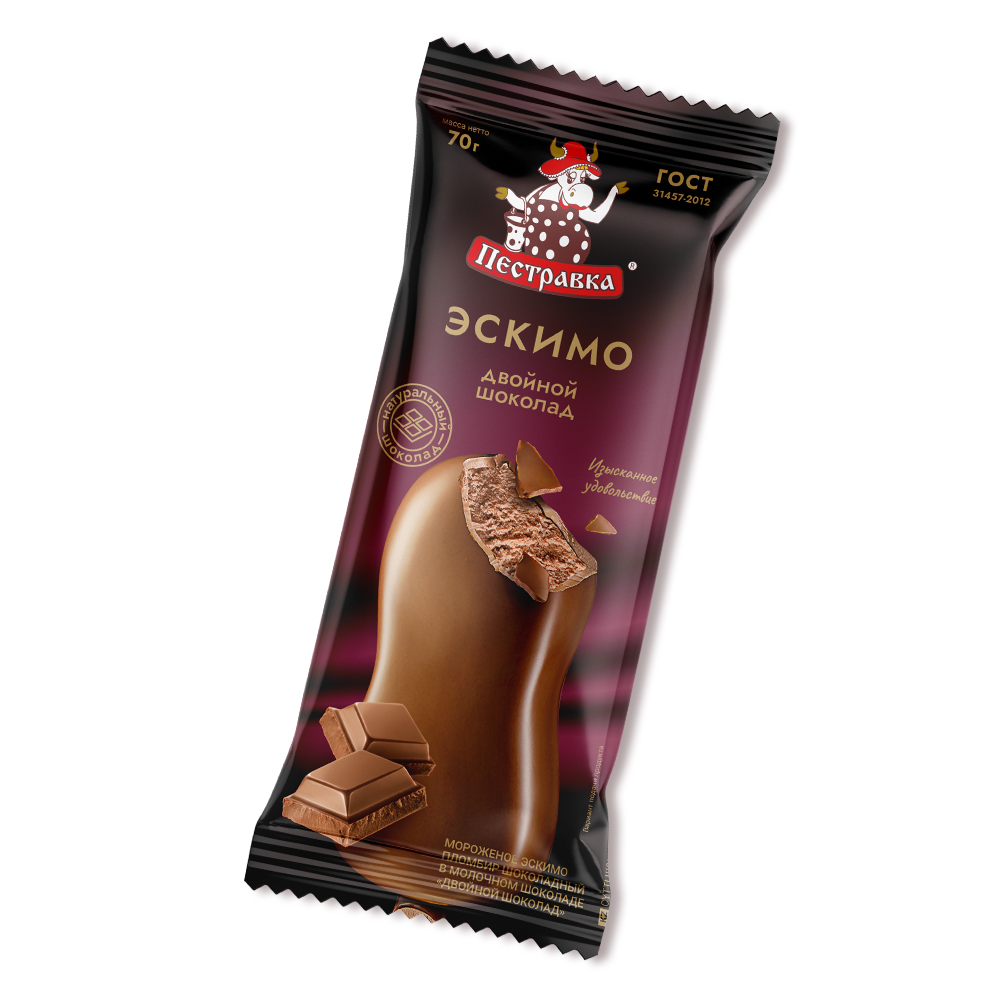 Мороженое ПЕСТРАВКА эскимо шок в мол.шок 24*70г (Э24)