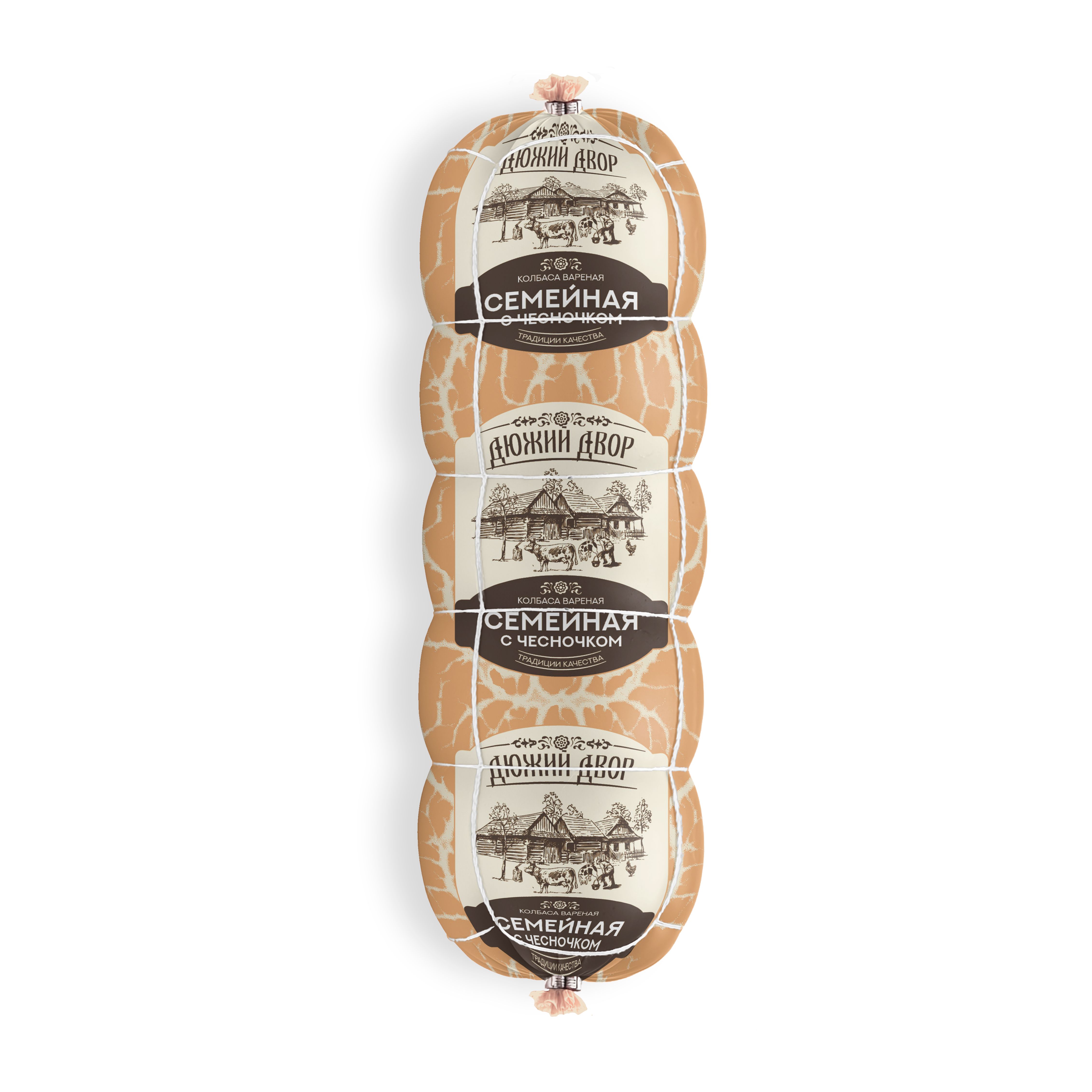 Колбаса вареная Дюжий двор Семейная с чесночком ~2,4 кг вес