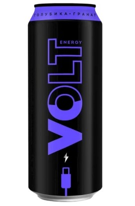 Энергетический газированный напиток VOLT ENERGY безалкогольный со вкусом голубики и граната ж/б 0,45*24