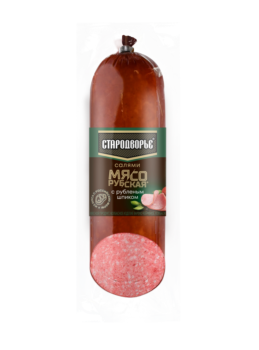 Колбаса в/к Салями Мясорубская с рубленым шпиком срез в/у 0,35 кг