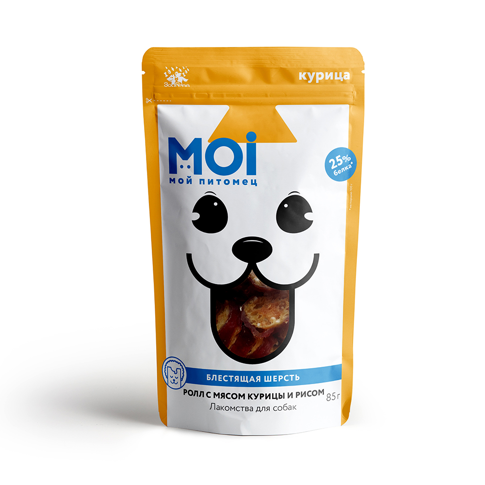 Лакомство для собак MOI ролл с мясом курицы и рисом пл/пак 85г
