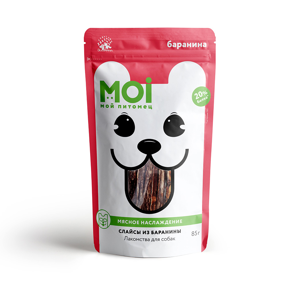 Лакомство для собак MOI слайсы из баранины пл/пак 85г