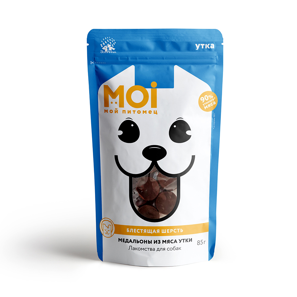 Лакомство для собак MOI медальоны из мяса утки пл/пак 85г