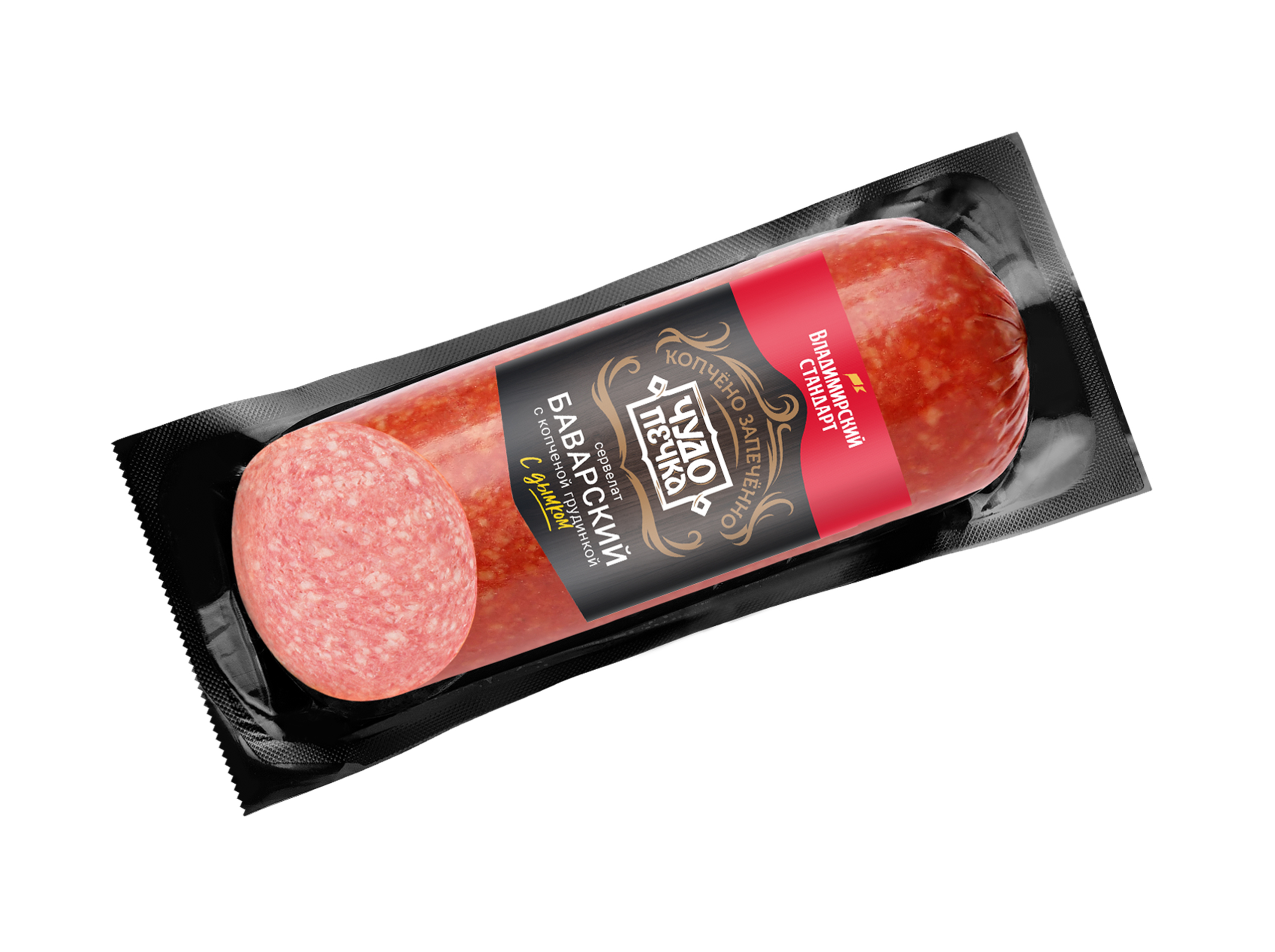 Сервелат в/к Чудо-печка Баварский с копченой грудинкой 300г