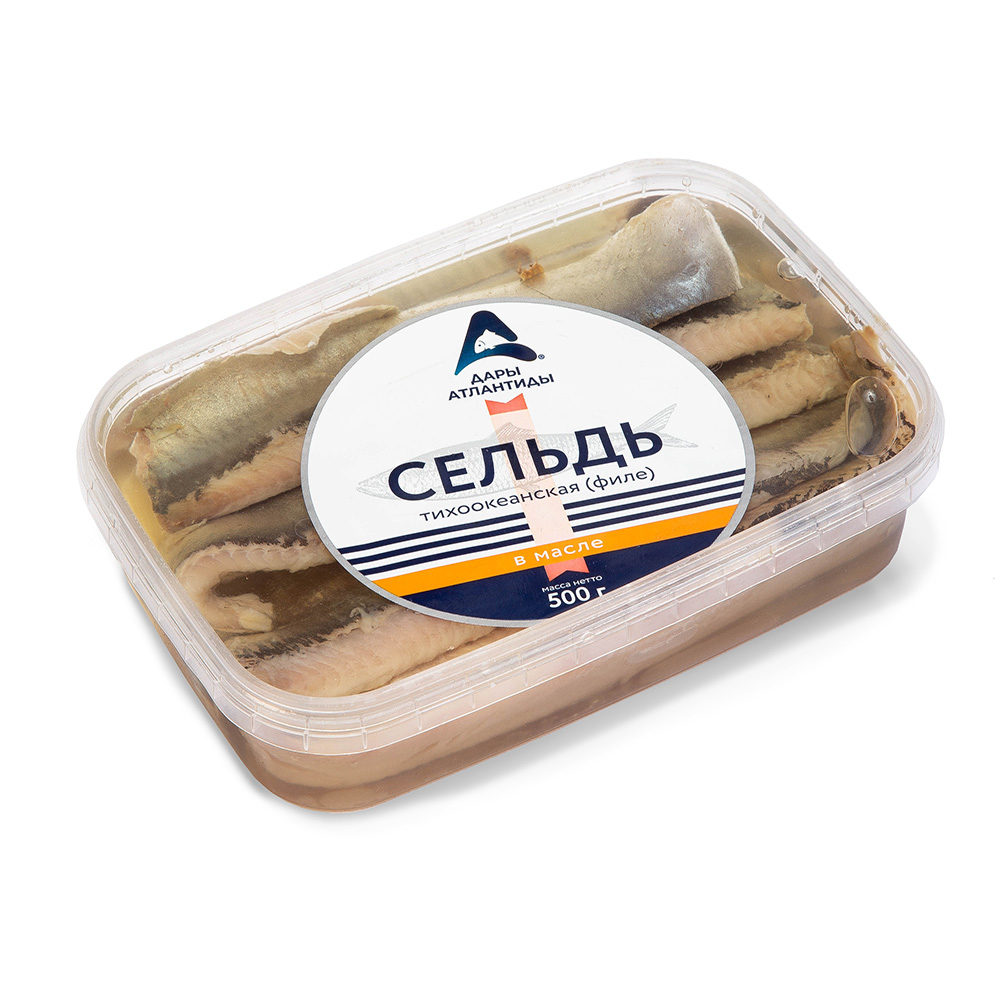 Сельдь Дары Атлантиды Филе в масле пл/б 500 гр.