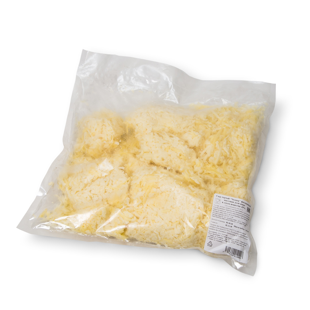 Сыр Сырпак Чеддер оранжевый тертый 50% фасованный пакет 2 кг (замороженный продукт)