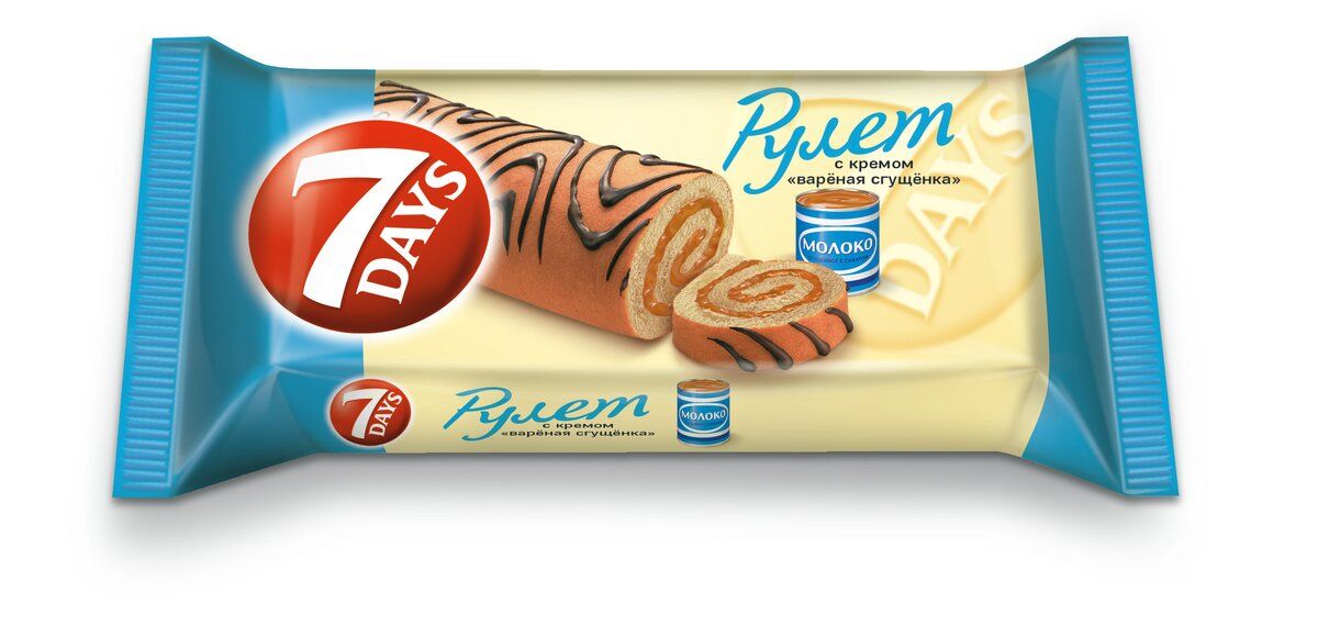 Рулет 7 DAYS бисквитный с кремом Вареная сгущенка 200г