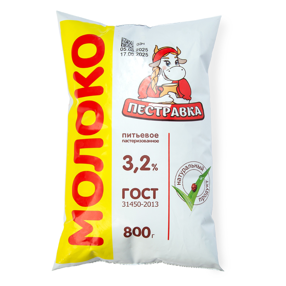 Молоко Пестравка 3,2% фин-пак 800гр 12суток