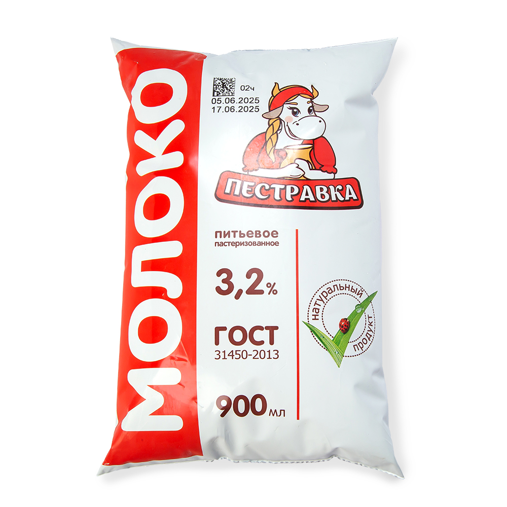 Молоко Пестравка 3,2% фин-пак 924гр 12суток