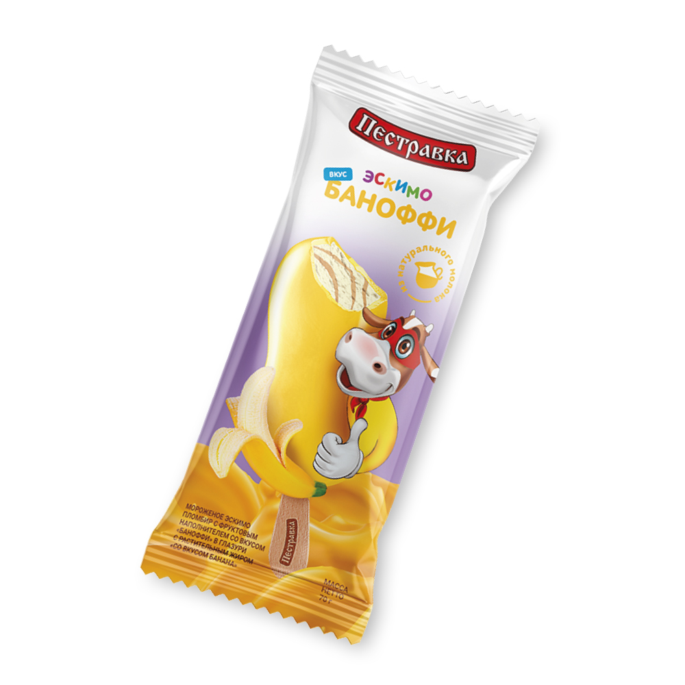 Мороженое ПЕСТРАВКА эскимо Баноффи в банан.гл. 24*70г (Э33)