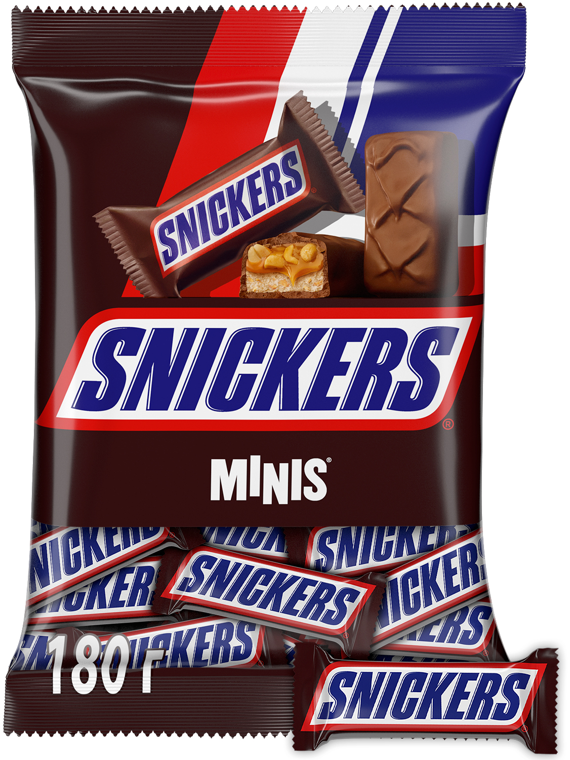 Шоколадные конфеты Snickers Minis 180г, пакет