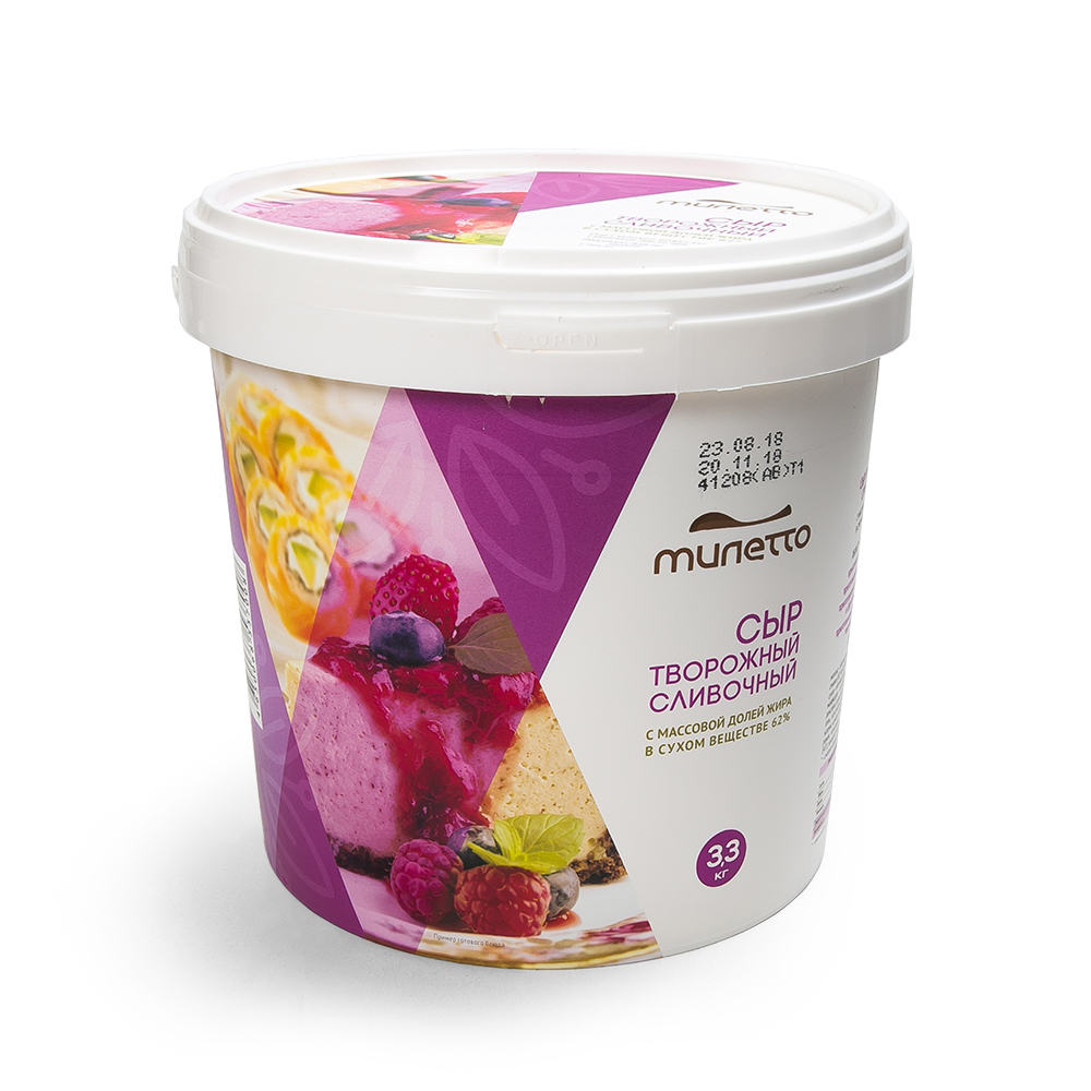 Сыр Милетто творожный сливочный Пласт.ведро 3,3 кг (120сут)