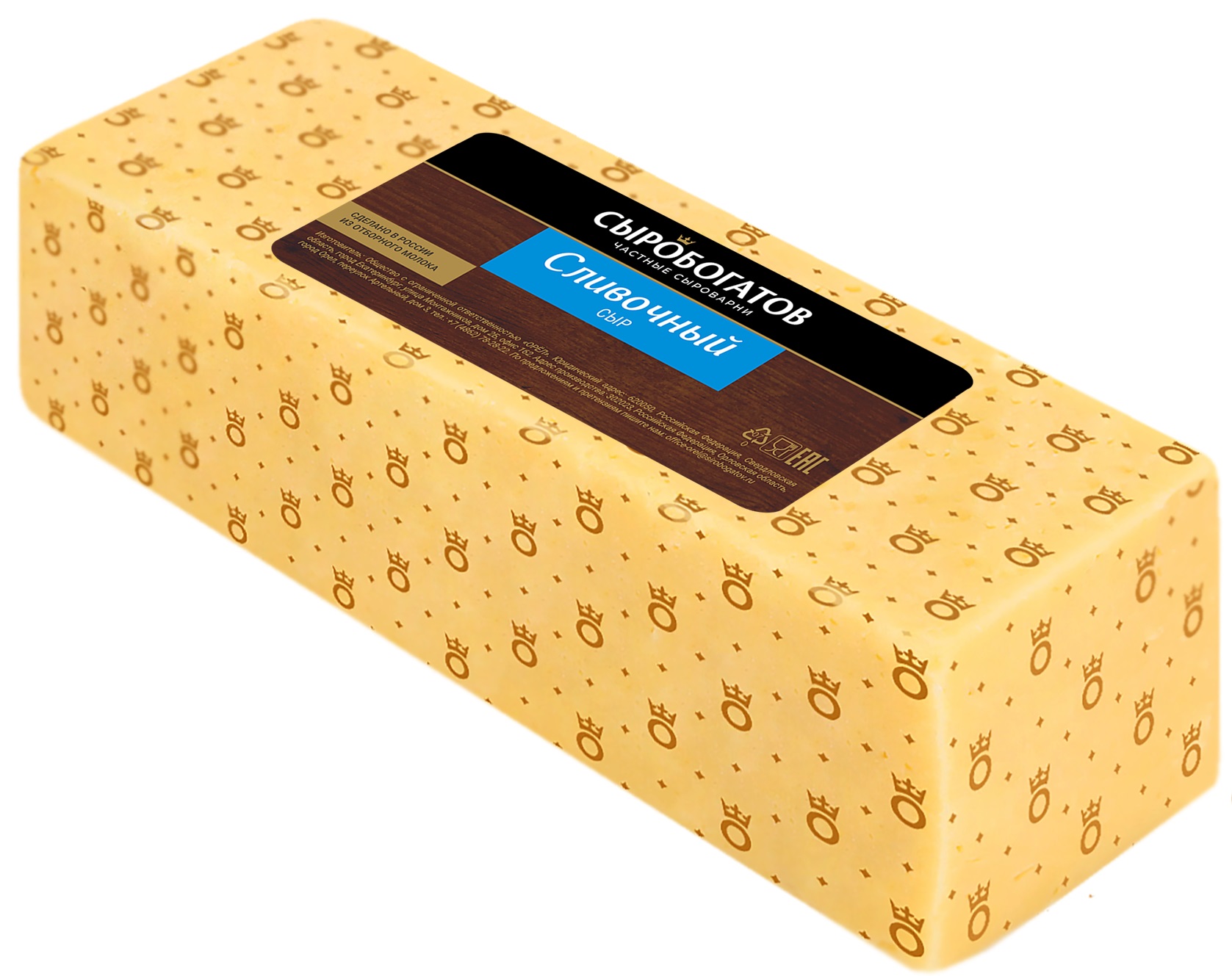 Сыр Сыробогатов Сливочный 50% брус 3.2 кг вес