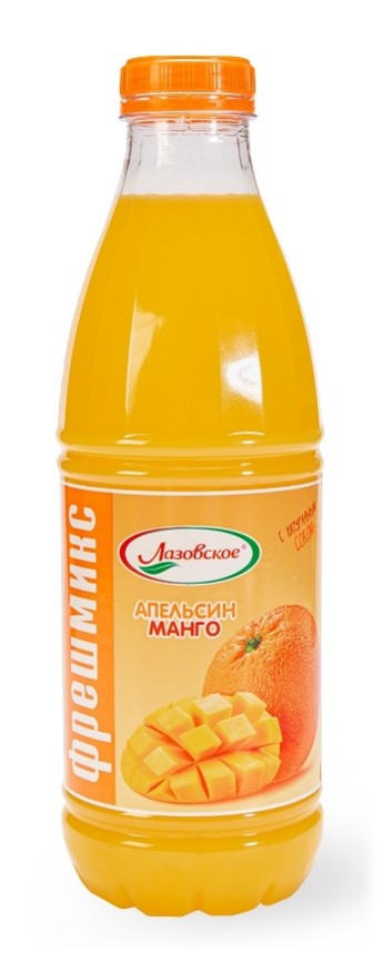 Напиток сывороточный Лазовский с соком апельсина и манго пастеризованный ПЭТ 930г
