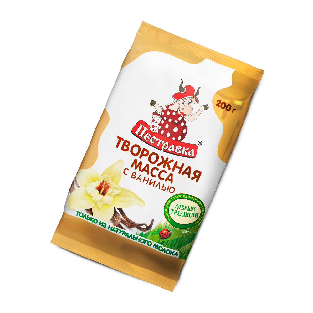 Масса Творожная с ванилью Пестравка 18% флоу-пак 200г (6 шт.)