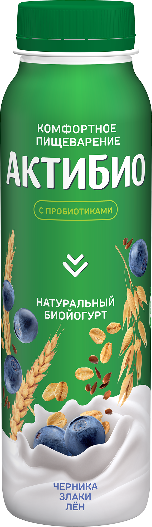 Биойогурт обогащенный АктиБио черника, 5злаков, сем. льна 1,6% 260г (9)