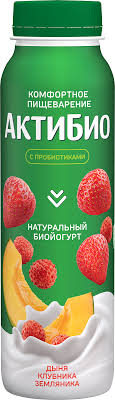 Биойогурт обогащенный АктиБио Дыня клубника земляника 1,5% 260г (9)