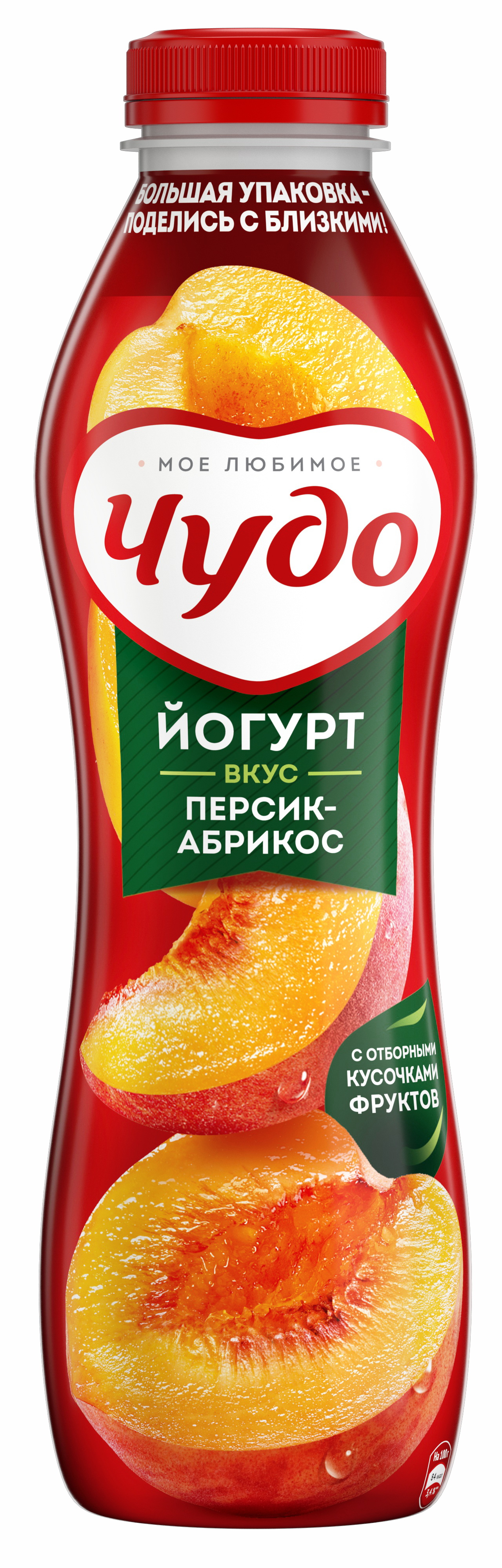 Йогурт Чудо питьевой Персик-абрикос п/бут 680г 1,9% (6шт)