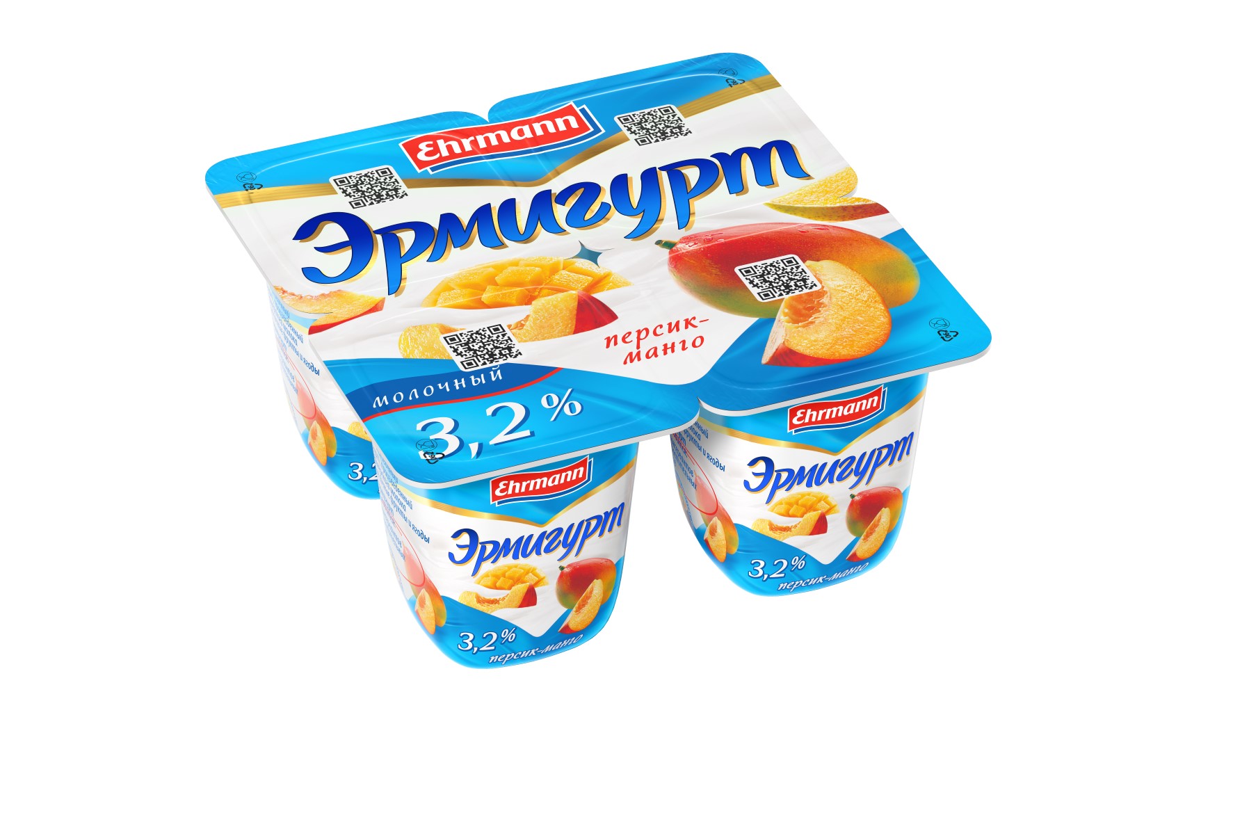 Йогурт Эрмигурт персик/манго 3,2%, 100г