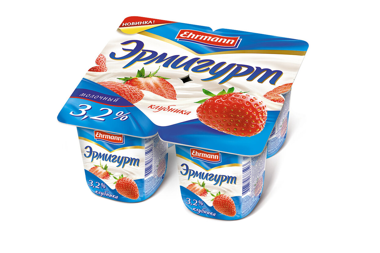 Йогурт Эрмигурт с клубникой 3,2%, 100г