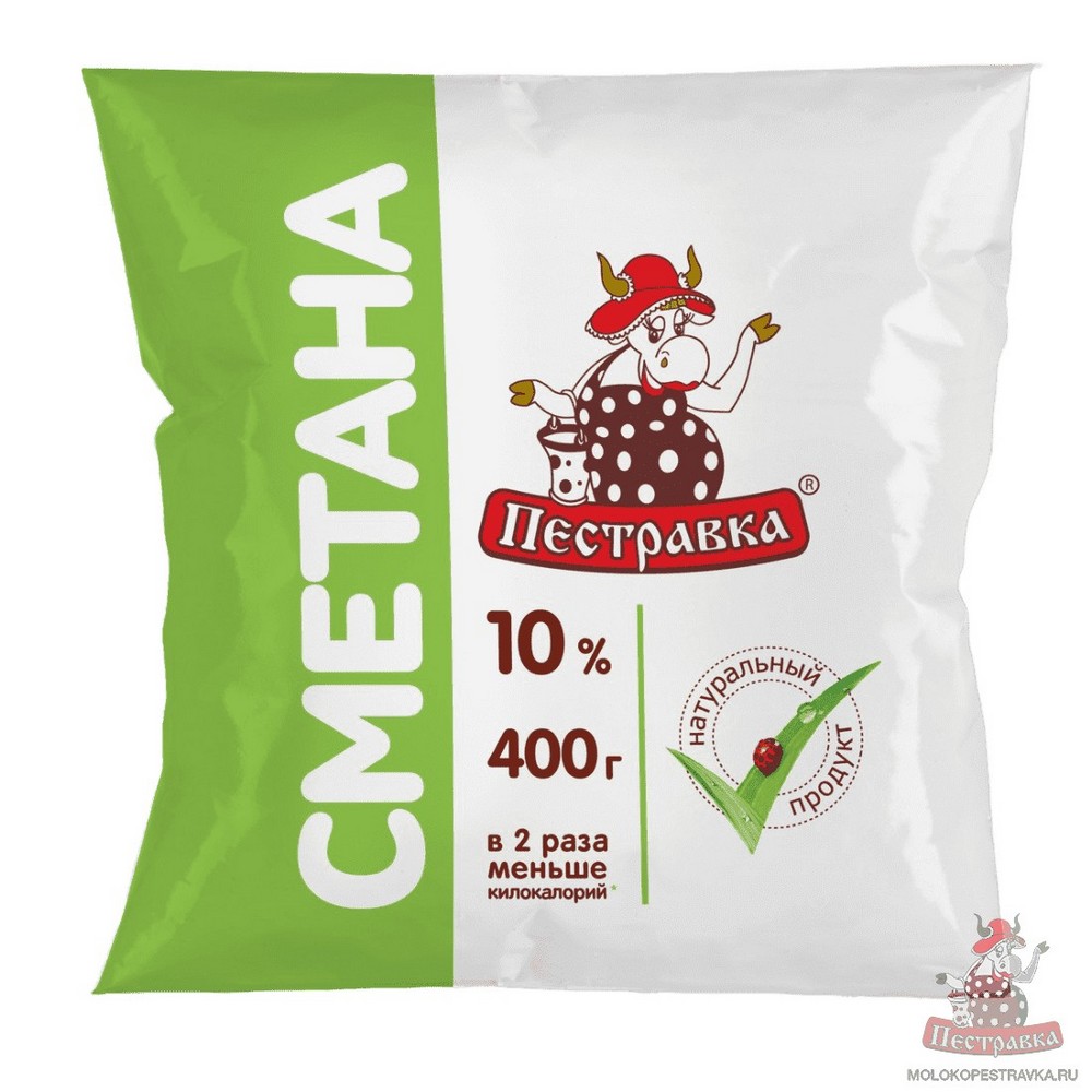 Сметана Пестравка 10% фин-пак 400гр