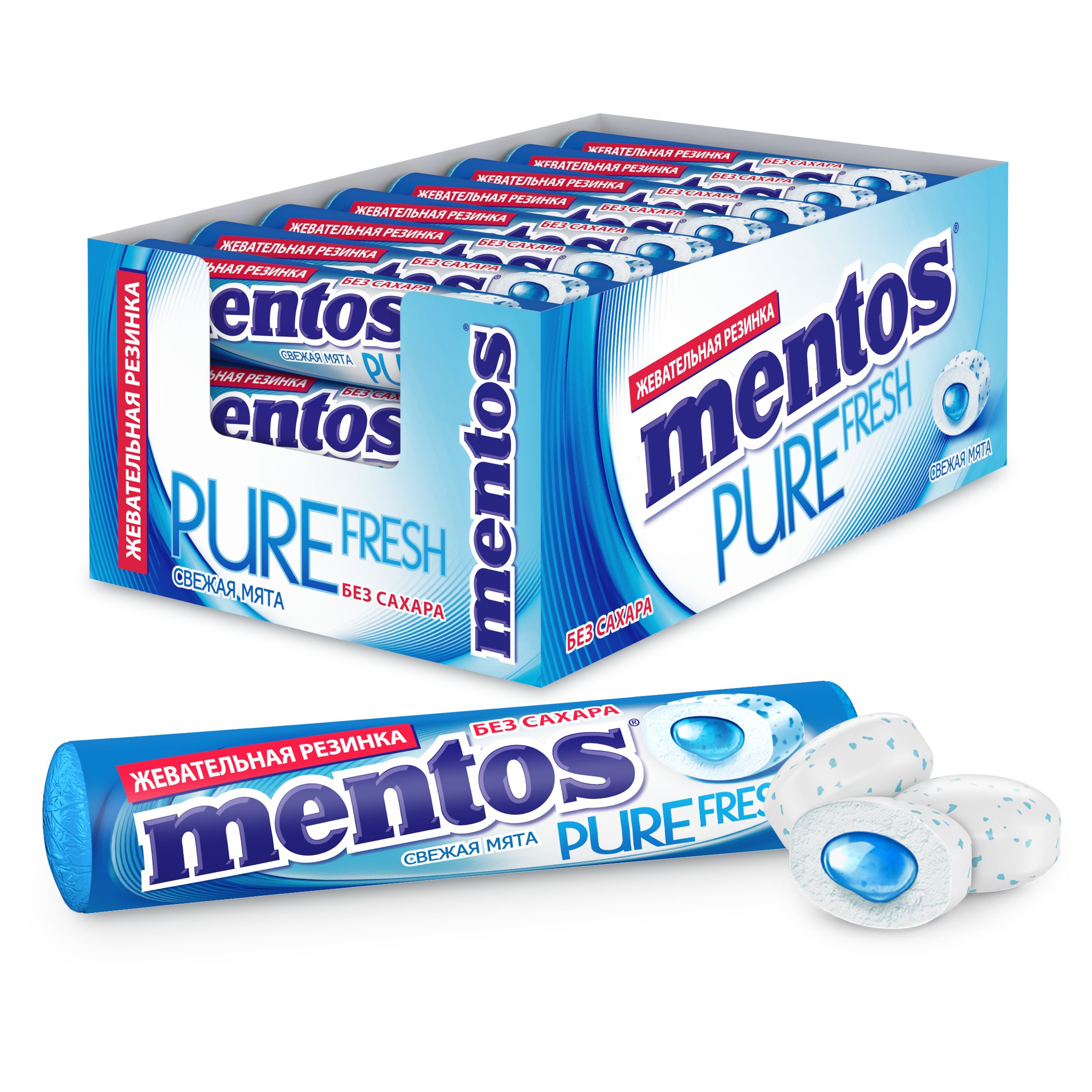 Жевательная резинка Mentos Pure Fresh Свежая мята, 15,5г