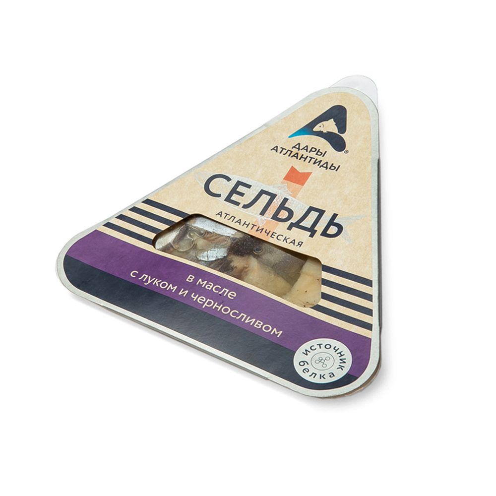 Сельдь Дары Атлантиды атлант. в масле с луком и черносливом в/у 120 г