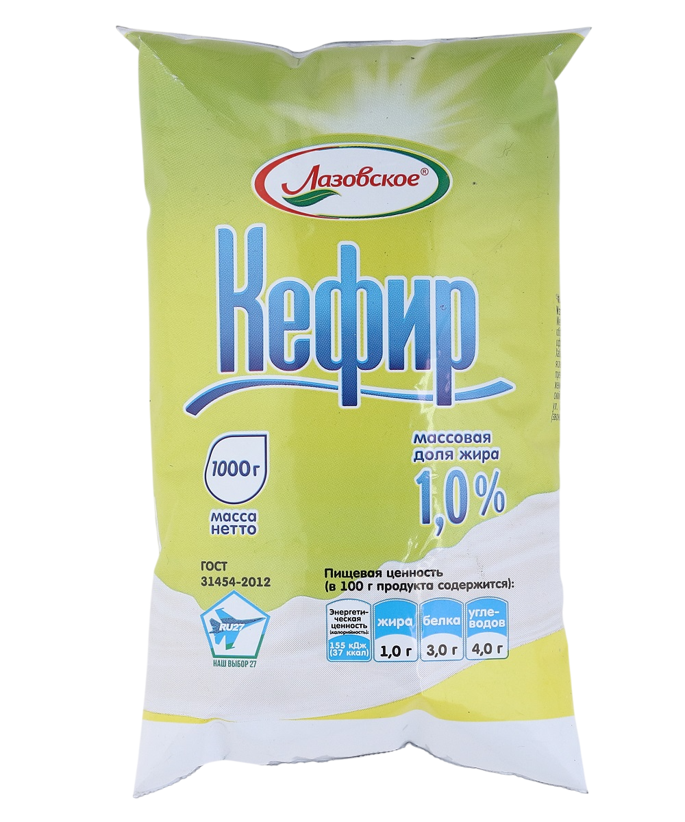 Кефир мдж 1% Лазовский 1000г поли-пак