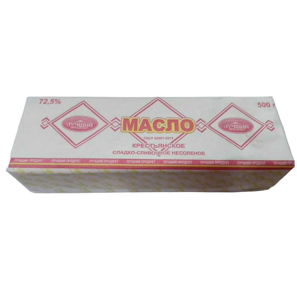 Масло сливочное Крестьянское фас. ГОСТ 32261-2013 72,5% 500гр
