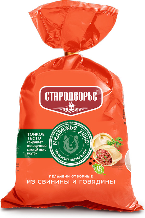 Пельмени Отборные из говядины ТМ Стародворье ТС 0,9 кг (180сут)