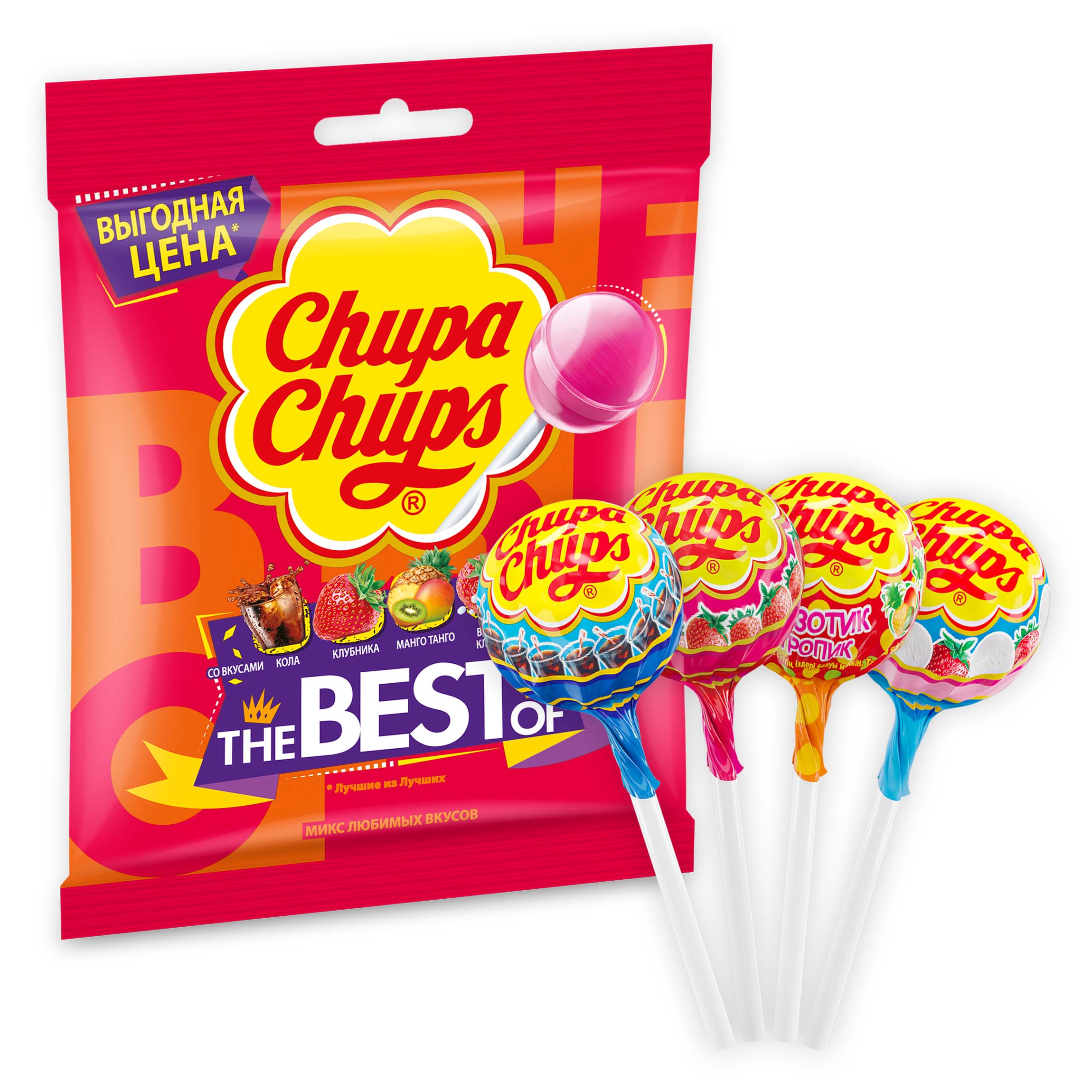 Карамель Chupa Chups The Best of Ассорти, 12г, 14шт