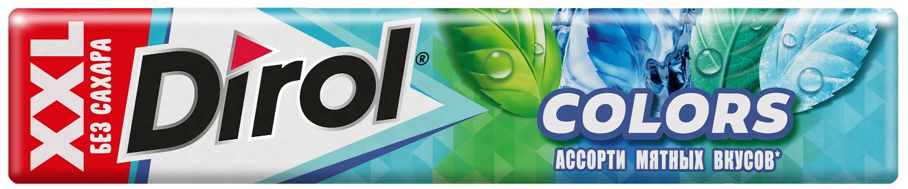 Жевательная резинка Dirol Colors XXL Ассорти мятных вкусов 19г