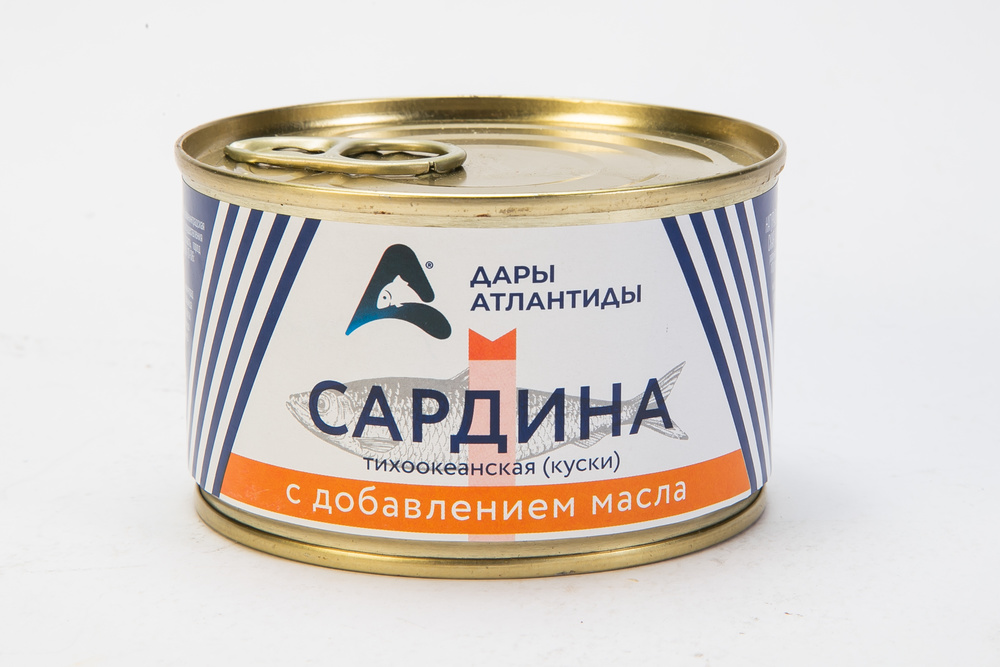 Сардина Дары Атлантиды тихоокеаническая иваси натуральная с доб. масла 240г ж/б с/к