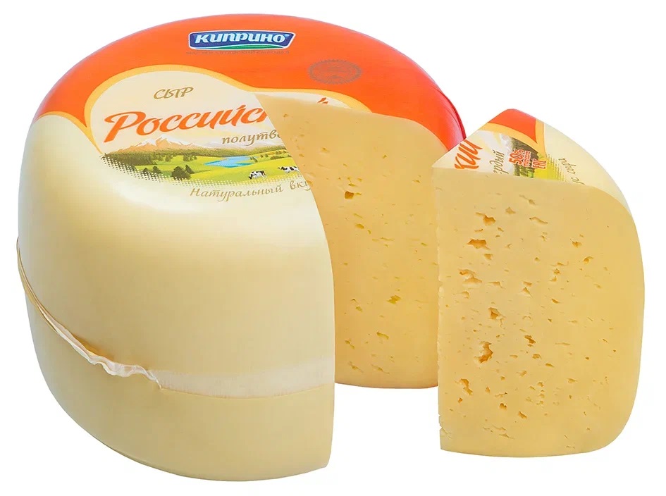 Сыр Киприно Российский 50% Цилиндр Пленка вес 1,5 кг