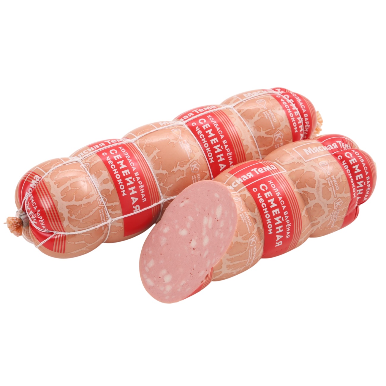 Колбаса СИБАГРО вареная Семейная с чесночком охл П/О Мясная тема 2,4кг