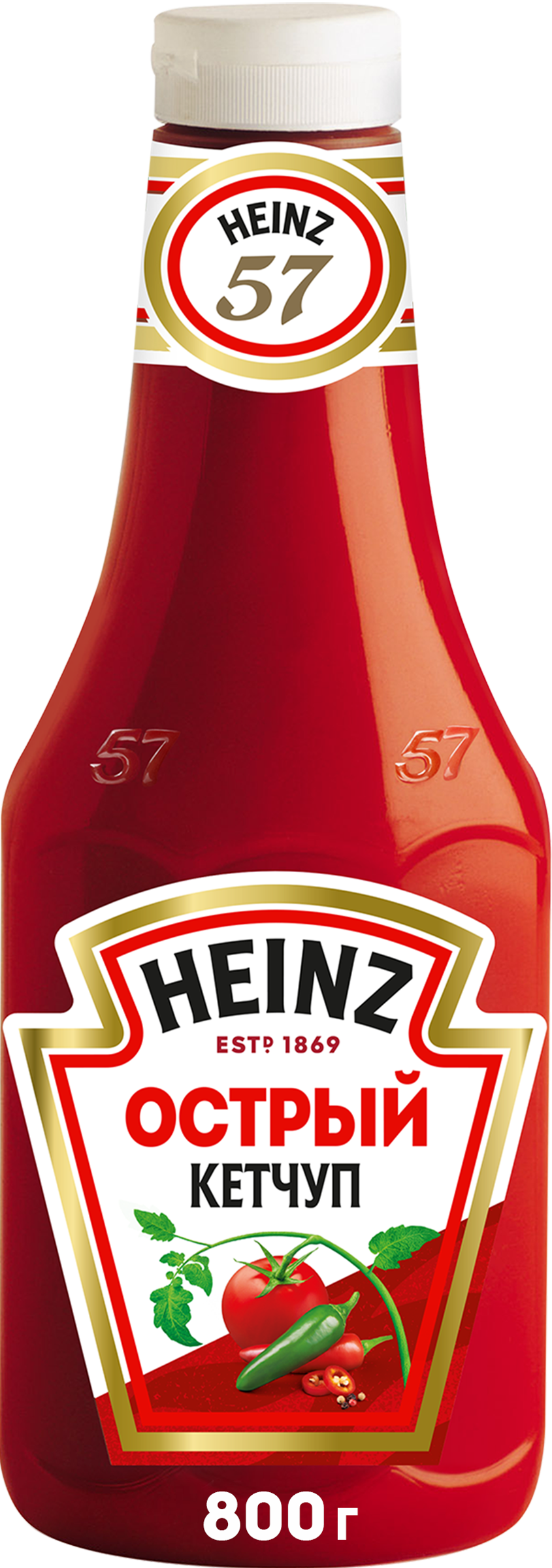 Кетчуп томатный Heinz острый в бутылке, 800г