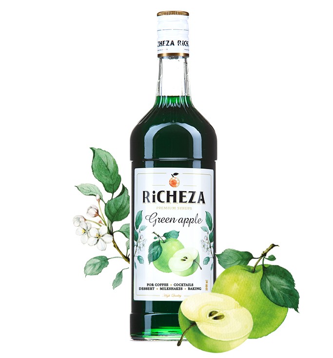 Сироп RiCHEZA Зеленое яблоко стекло 1л