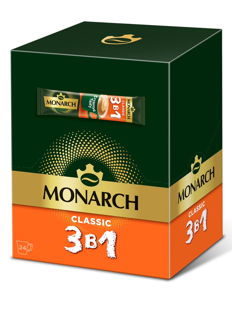 Напиток коф. МОНАРХ КЛАССИК 3в1 натур.раств.сублимир 24шт*10бл*13,5г