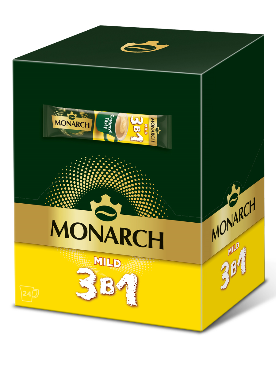 Напиток коф. МОНАРХ МАЙЛД 3в1 натур.раств.сублимир 24шт*10бл*13,5г