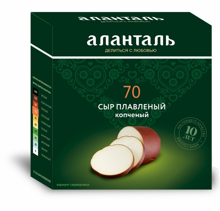 Сыр плавленый Аланталь №70 40%, (для закуски) 100мм 240г  шт