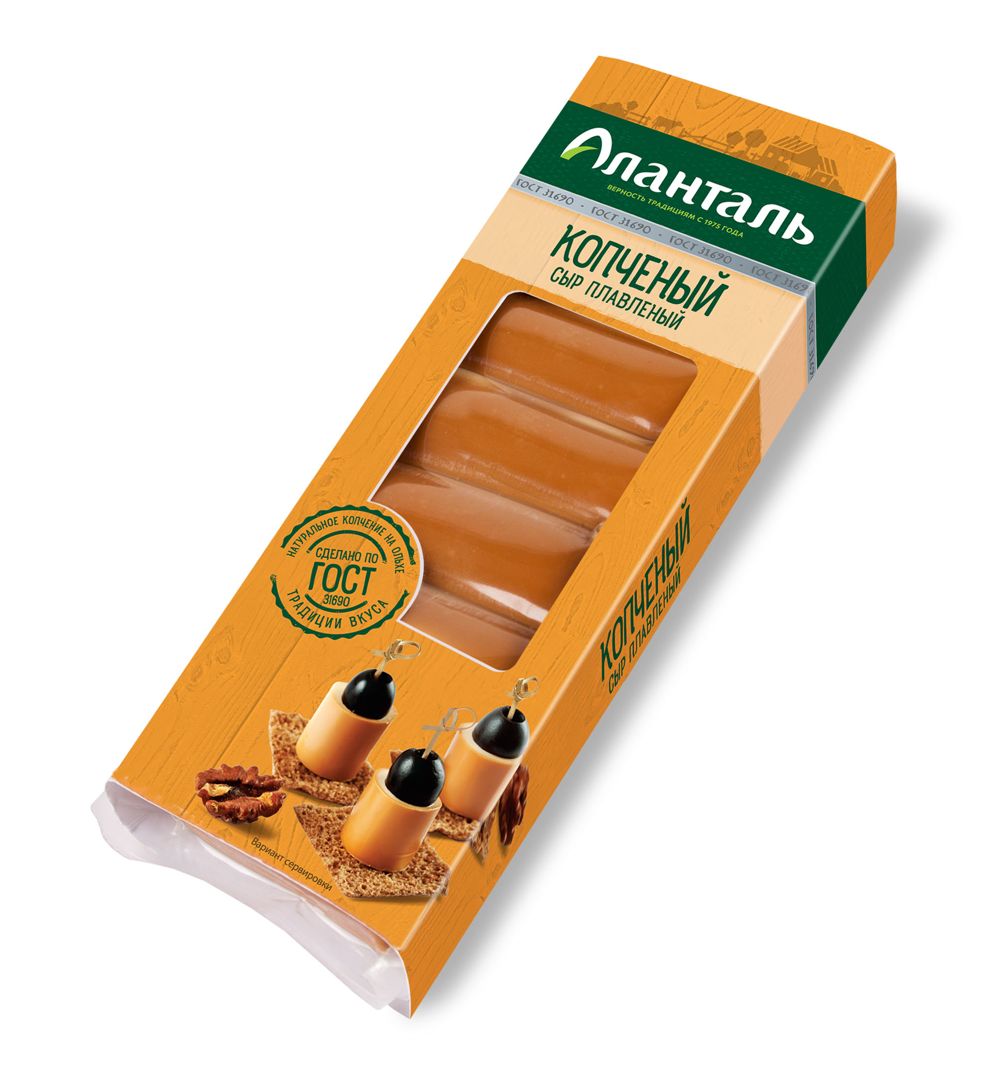 Сыр плавленый Аланталь копченый 40 %, батончики 190 гр. шт