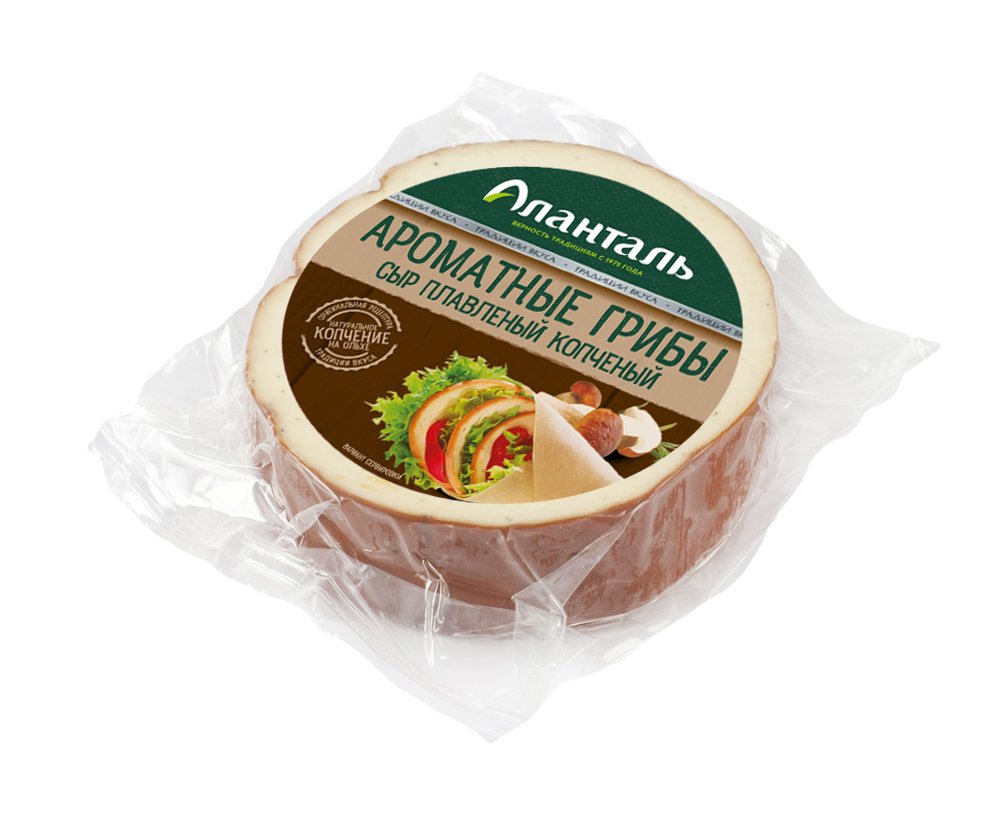 (Сети ТМ Аланталь) Сыр плавленый копченый с грибами 40%, 100мм 240г шт