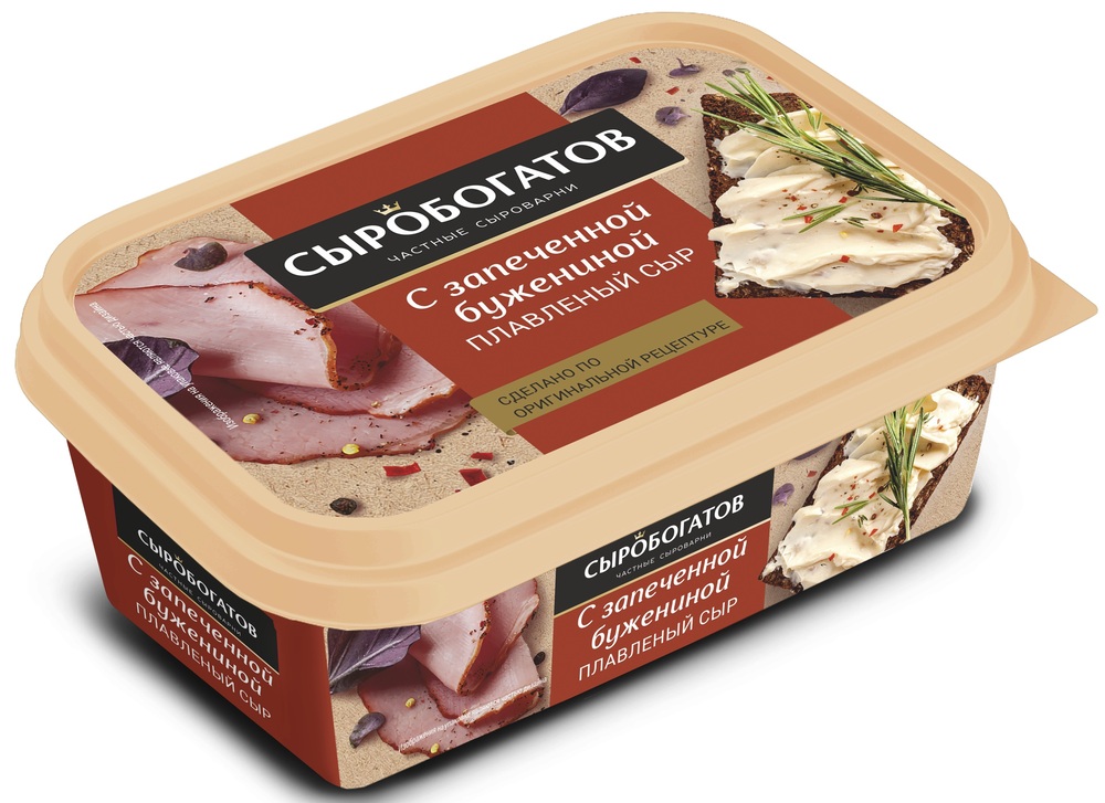 Cыр плавленый Сыробогатов С запеченной бужениной ванночка 50% 200 гр