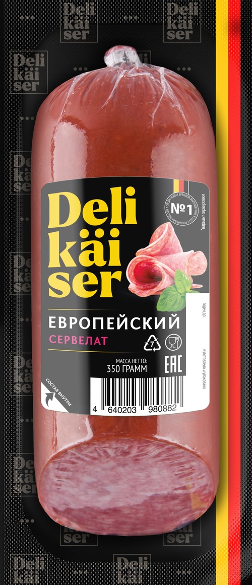 Колбаса в/к Delikaiser Сервелат Европейский в/у 0,35 кг